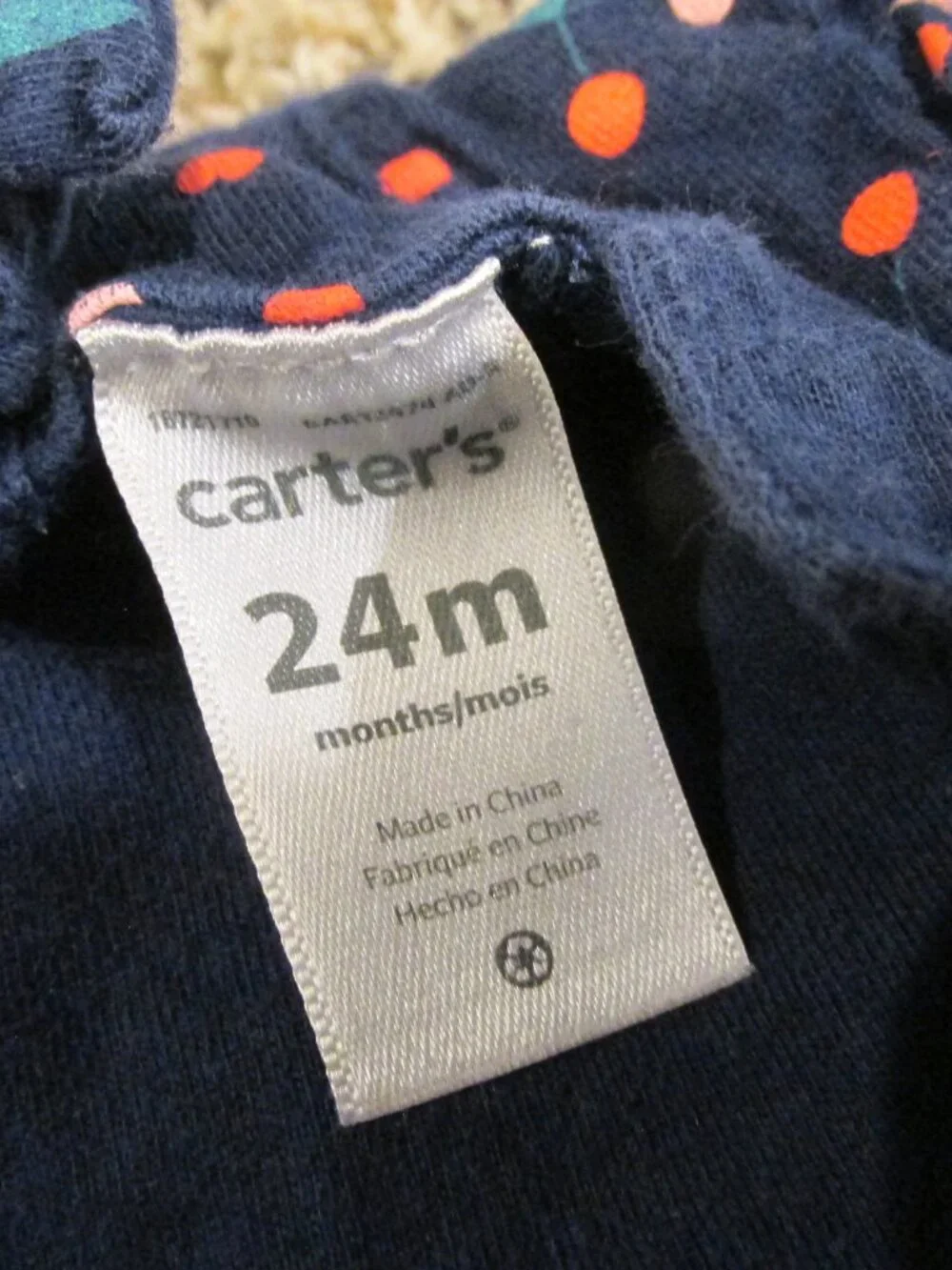 Carters‎ Pullover Sundress Toddler Girls Size 24M Navy Blue Pink Cherries Hearts
